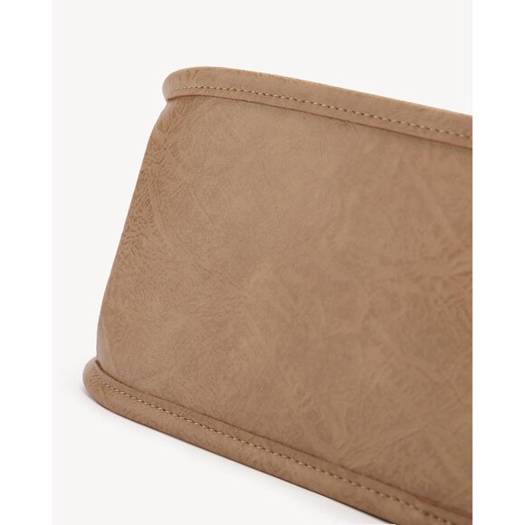 Newbella Women's Khaki Soft PU Leather Shoulder Tote Hobo Purses with Zipper - Picture 7 of 7